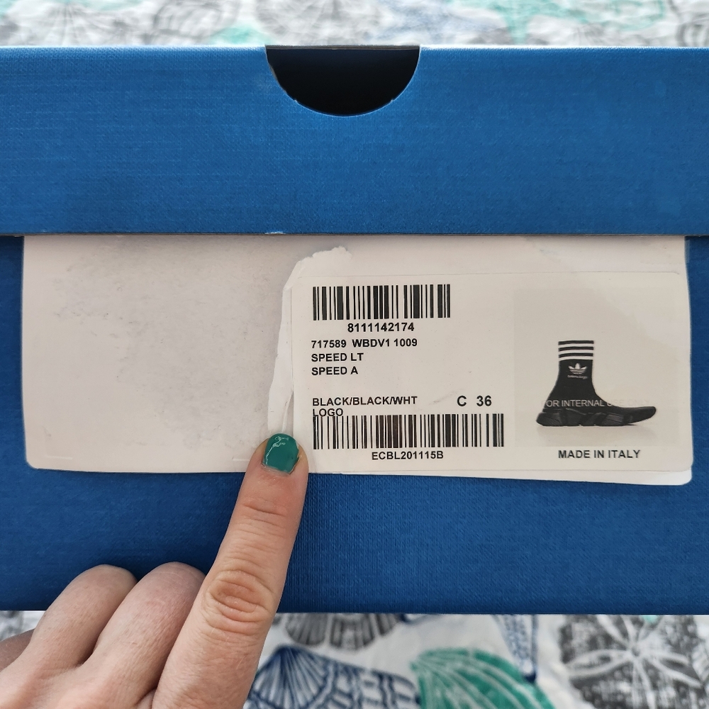 Authentic BALENCIAGA Speed LT Sock Sneakers‎ Adidas Collaboration Black & White - Picture 7 of 8